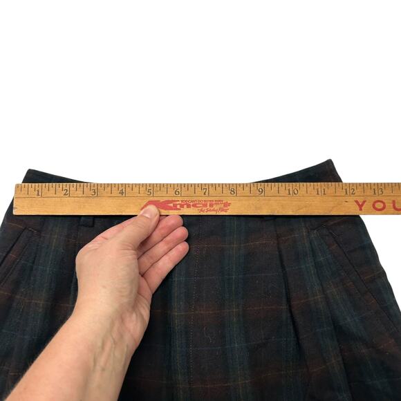 Vintage Lady Nash Plaid Wool Pleated Trousers Sz 8 Dark‎ Academia Classic - Picture 6 of 8